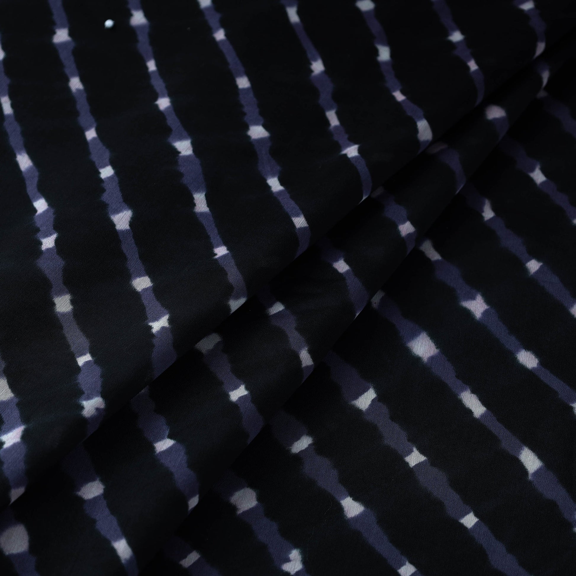 Black - Handloom Chanderi Silk Mothra Tie-Dye Leheriya Fabric 05