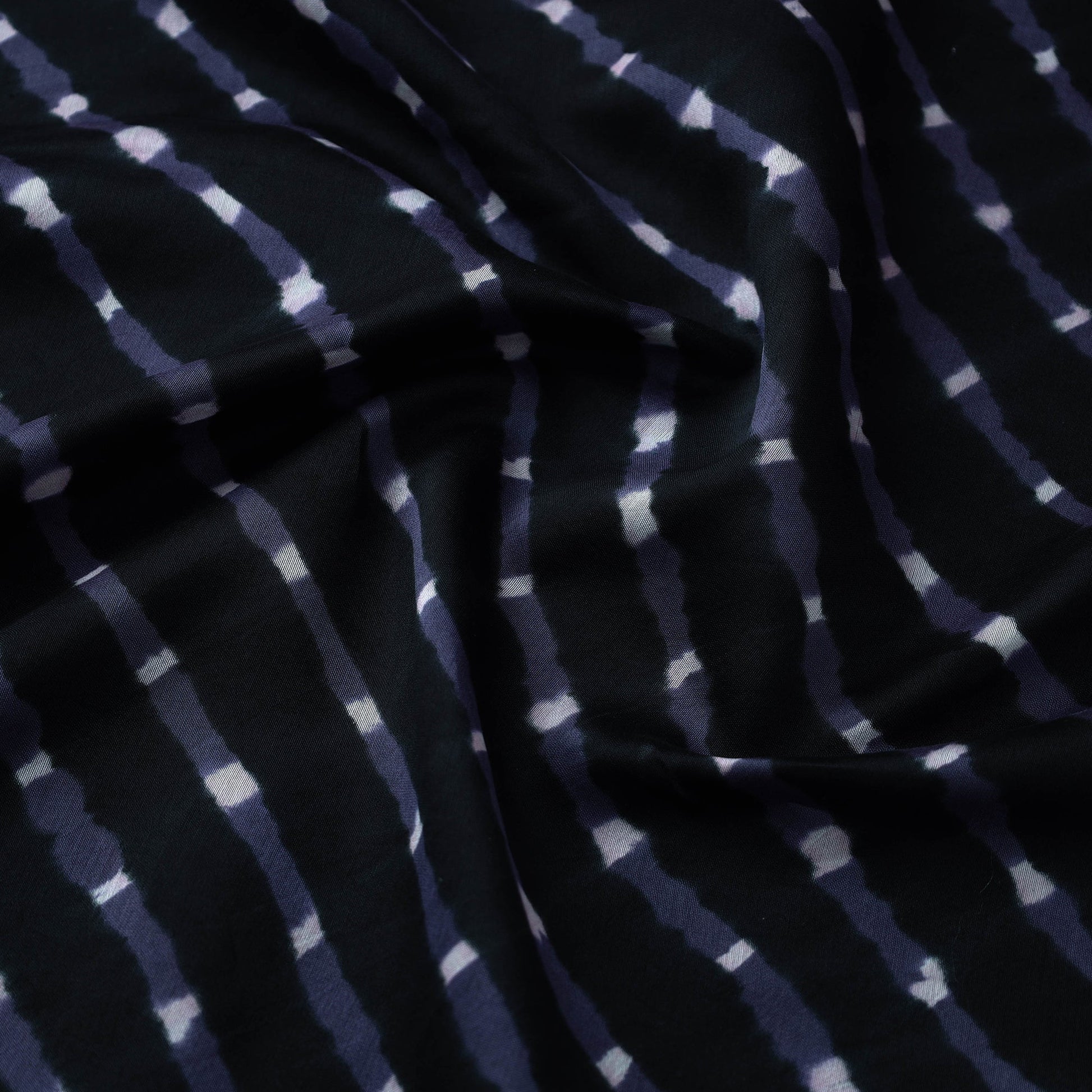 Black - Handloom Chanderi Silk Mothra Tie-Dye Leheriya Fabric 05