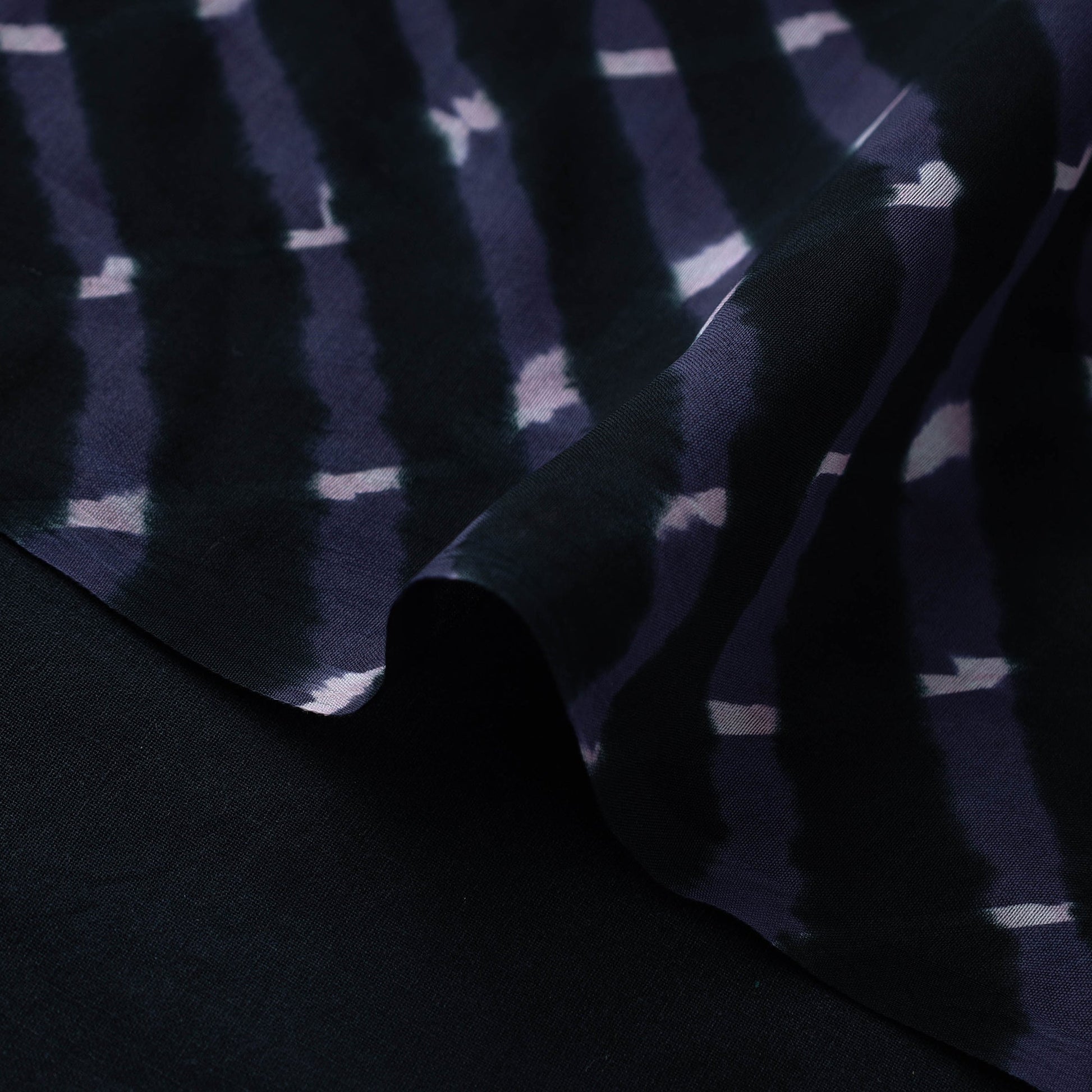 Black - Handloom Chanderi Silk Mothra Tie-Dye Leheriya Fabric 05