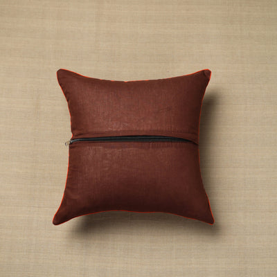 Brown - Cotton Printed Kalamkari Cushion Cover (16 x 16 in) 05