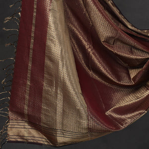 Brown - 2pc Tissue Zari Handloom Cotton Maheshwari Dress Material