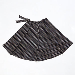 Black - Block Print Cotton Wrap Around Ajrakh Skirt 13