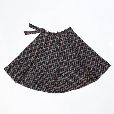 Black - Block Print Cotton Wrap Around Ajrakh Skirt 13