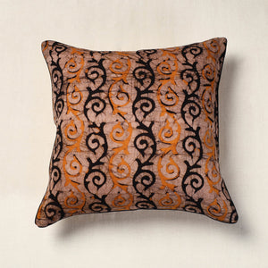 Brown - Hand Batik Printed Cotton Cushion Cover (16 x 16 in)