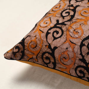 Brown - Hand Batik Printed Cotton Cushion Cover (16 x 16 in)