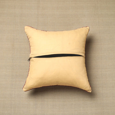 Beige - Cotton Printed Kalamkari Cushion Cover (16 x 16 in) 08