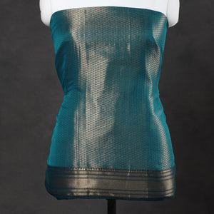 Blue - 2pc Tissue Zari Handloom Cotton Maheshwari Dress Material