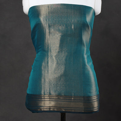 Blue - 2pc Tissue Zari Handloom Cotton Maheshwari Dress Material