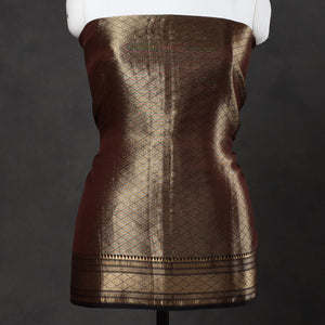 Brown - 2pc Tissue Zari Handloom Cotton Maheshwari Dress Material