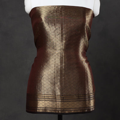 Brown - 2pc Tissue Zari Handloom Cotton Maheshwari Dress Material