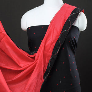 Black - 2pc Jacquard Cotton Kurta with Chanderi Dupatta