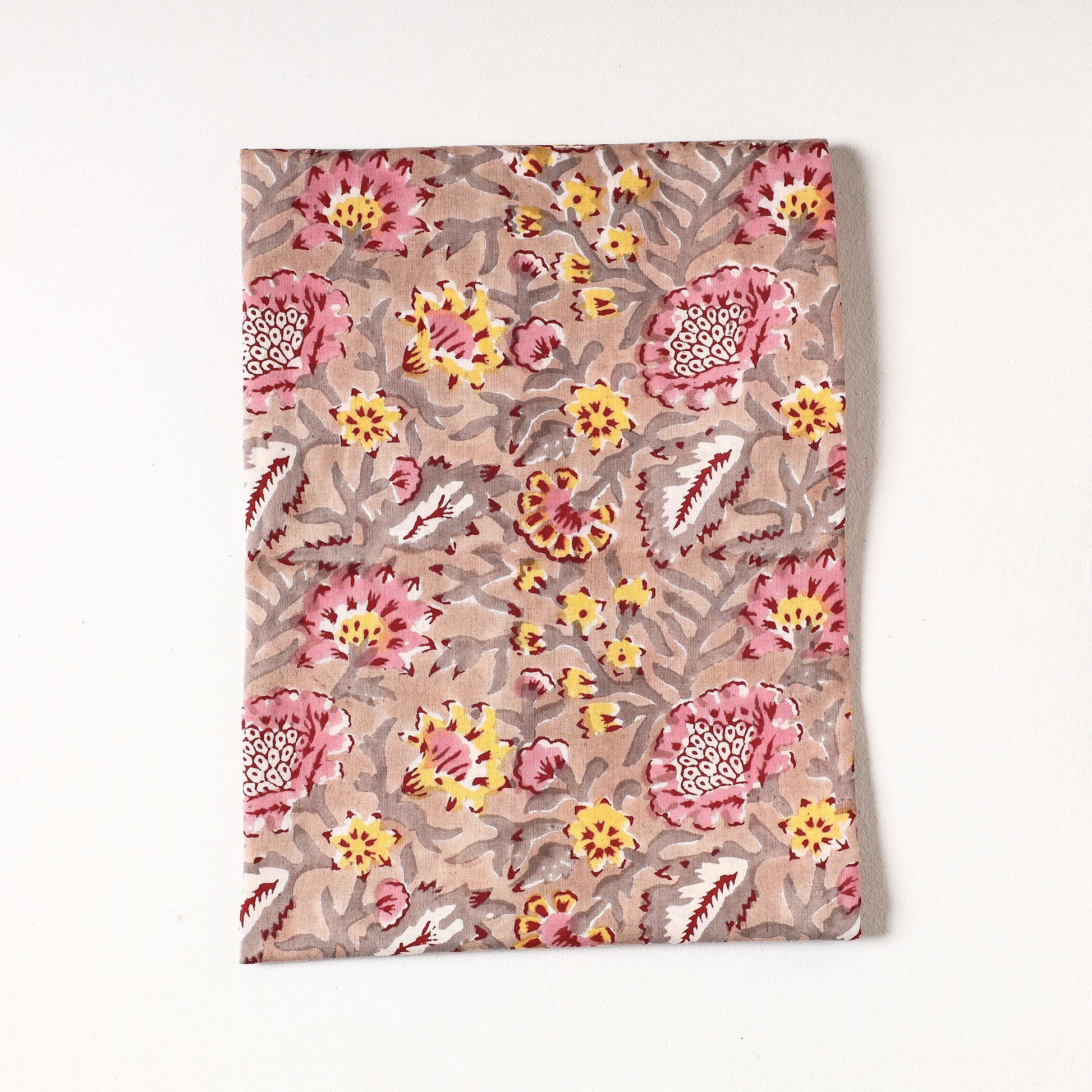 Brown - Sanganeri Block Printed Cotton Precut Fabric (1 Meter)