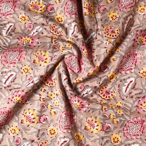 Brown - Sanganeri Block Printed Cotton Precut Fabric (1 Meter)