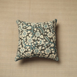 Brown - Cotton Printed Kalamkari Cushion Cover (16 x 16 in) 12