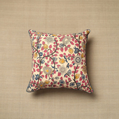 Beige - Cotton Printed Kalamkari Cushion Cover (16 x 16 in) 13