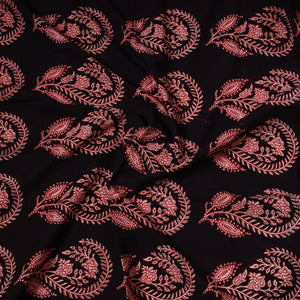 Black - Bagh Block Printed Cotton Precut Fabric (1.2 Meter) 31