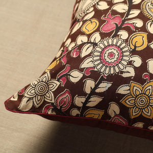 Brown - Cotton Printed Kalamkari Cushion Cover (16 x 16 in) 15