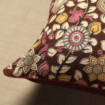 Brown - Cotton Printed Kalamkari Cushion Cover (16 x 16 in) 15