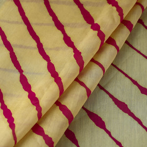 Beige - Handloom Chanderi Silk Tie-Dye Leheriya Fabric 19