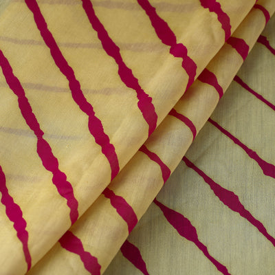 Beige - Handloom Chanderi Silk Tie-Dye Leheriya Fabric 19