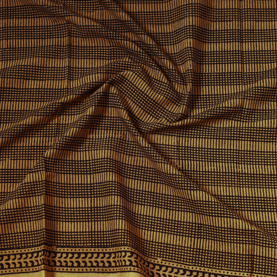 Brown - Bagh Block Printed Cotton Precut Fabric (1 Meter) 42