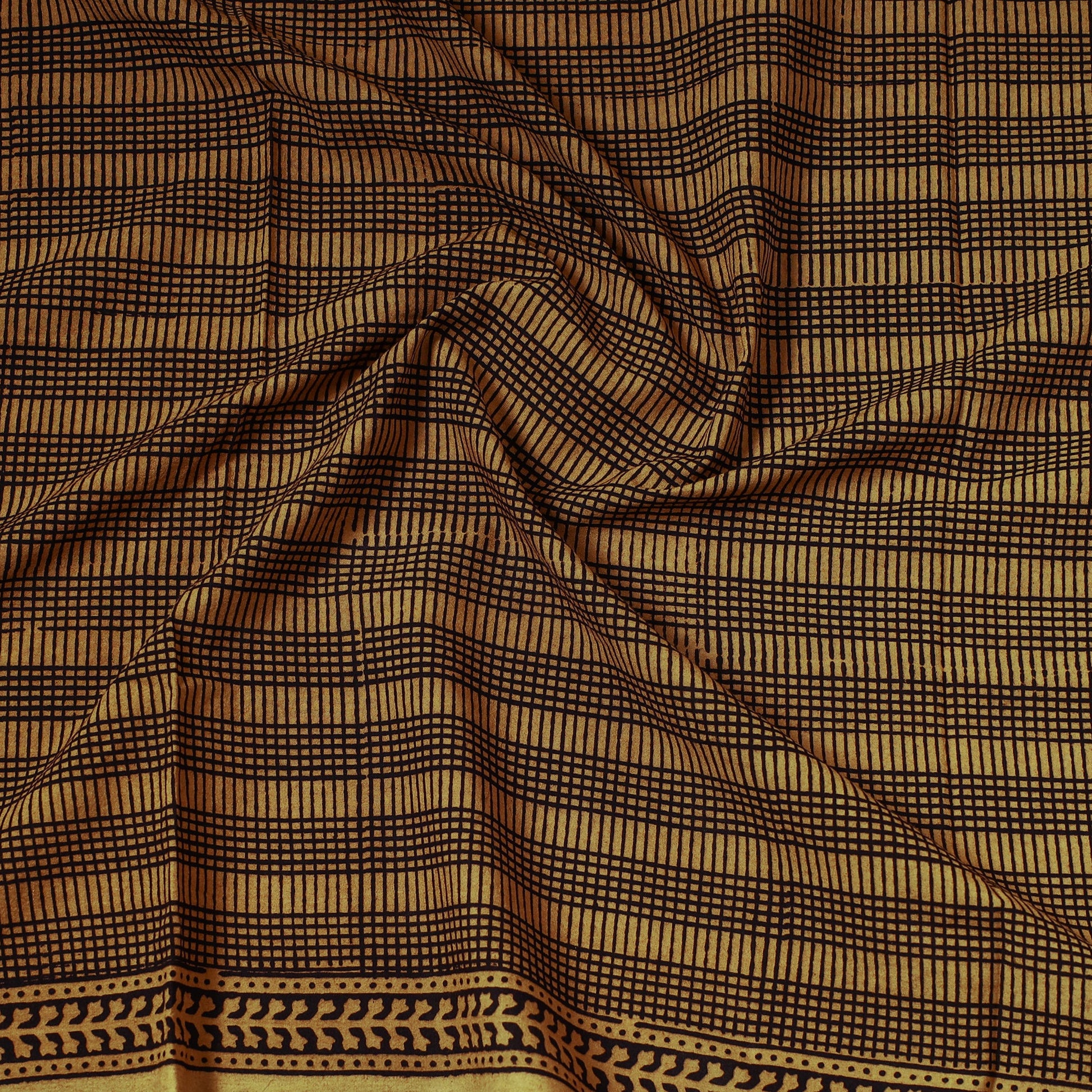 Brown - Bagh Block Printed Cotton Precut Fabric (1 Meter) 42