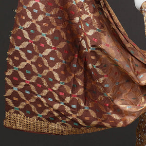 Brown - 3pc Kutch Bandhani Tie-Dye Gadwal Satin Cotton Suit Material Set 175