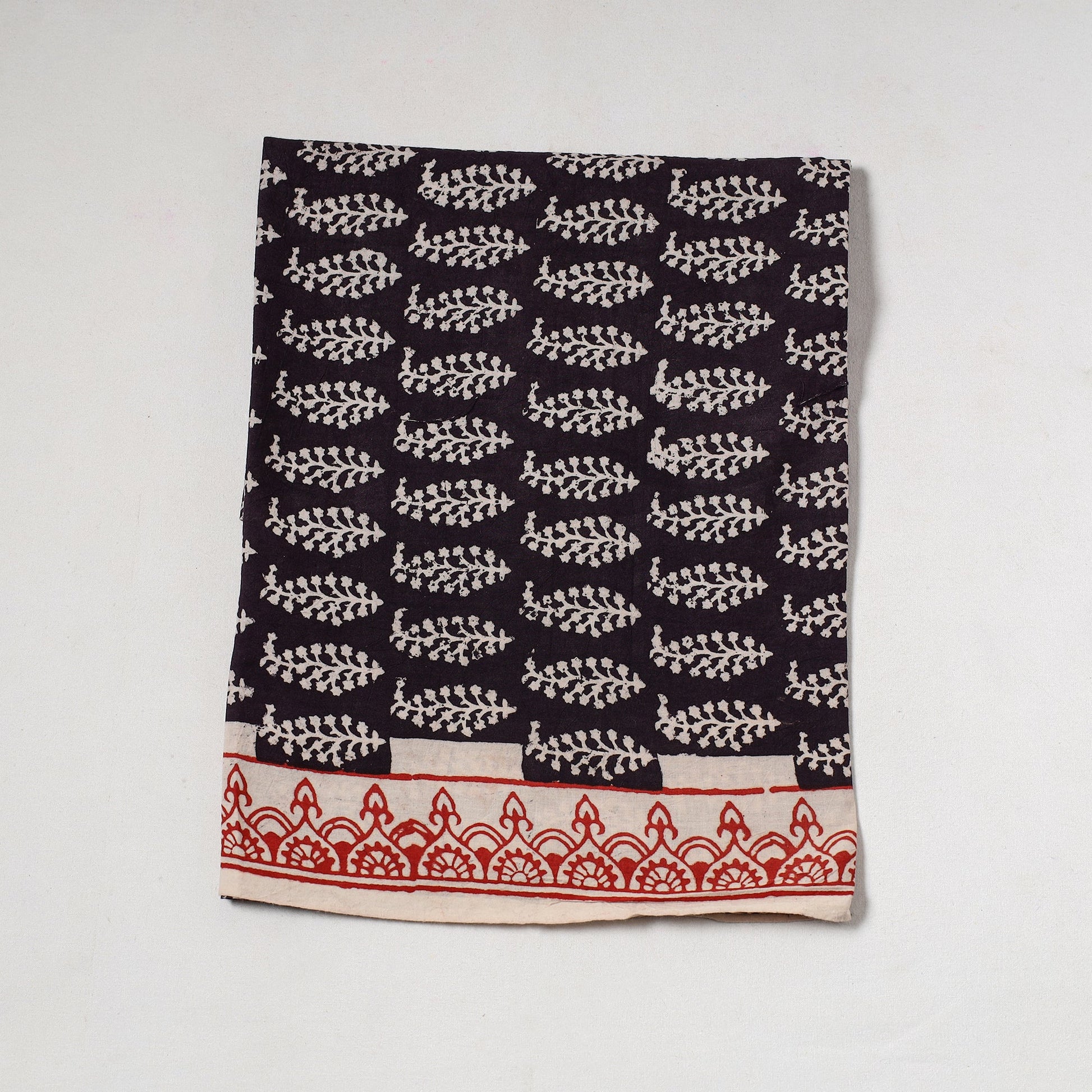 Black - Bagh Block Printed Cotton Precut Fabric (0.7 Meter) 47