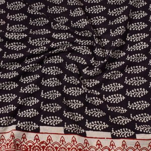 Black - Bagh Block Printed Cotton Precut Fabric (0.7 Meter) 47