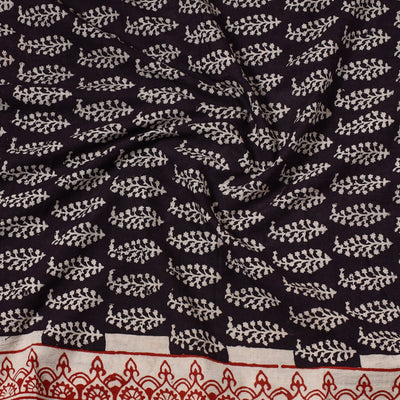 Black - Bagh Block Printed Cotton Precut Fabric (0.7 Meter) 47