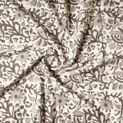 Brown - Sanganeri Block Printed Cotton Precut Fabric (1.3 Meter)