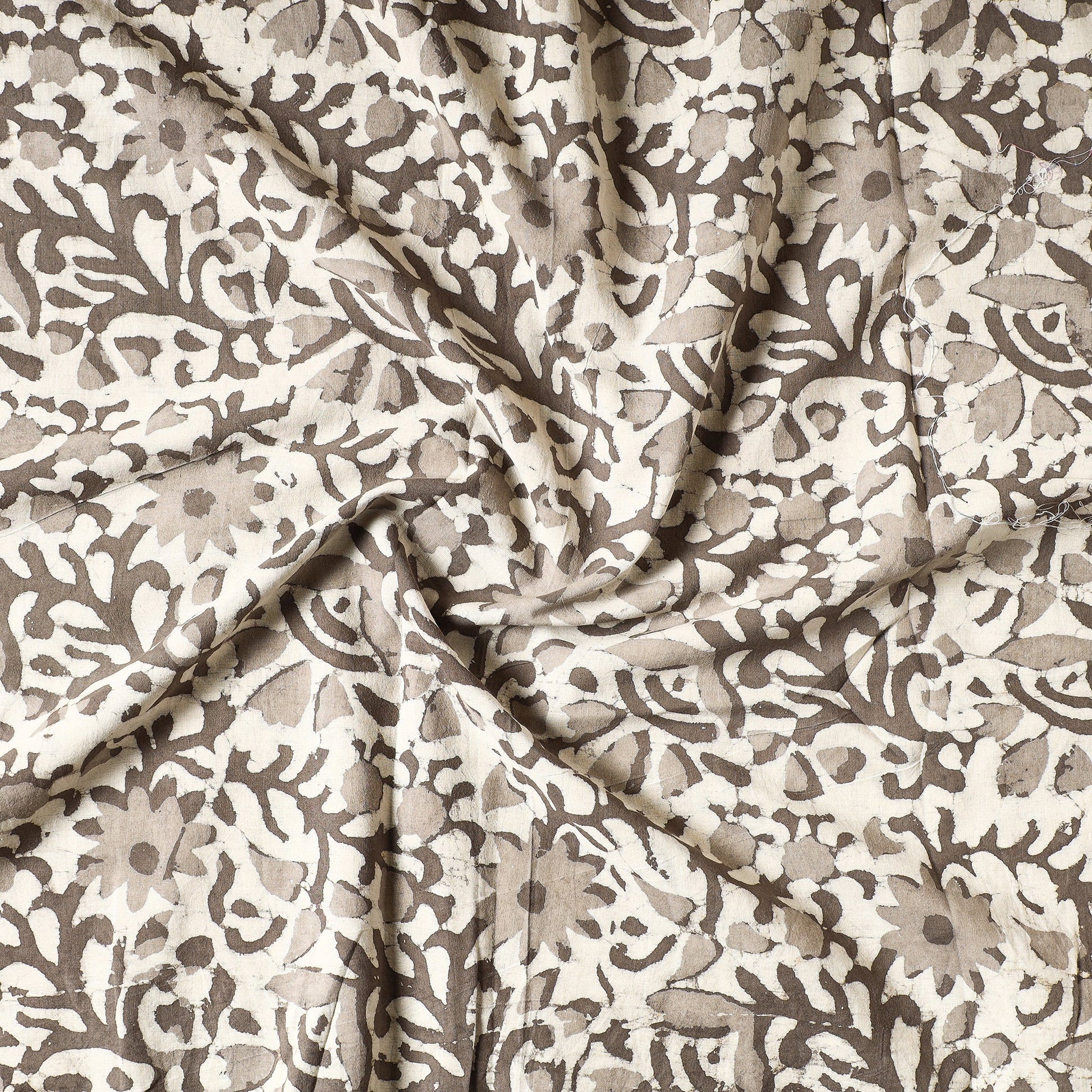 Brown - Sanganeri Block Printed Cotton Precut Fabric (1.3 Meter)