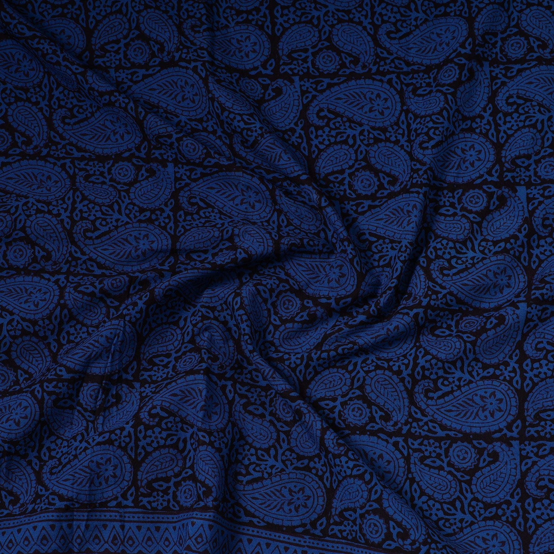 Blue - Bagh Block Printed Cotton Precut Fabric (1.8 Meter) 52