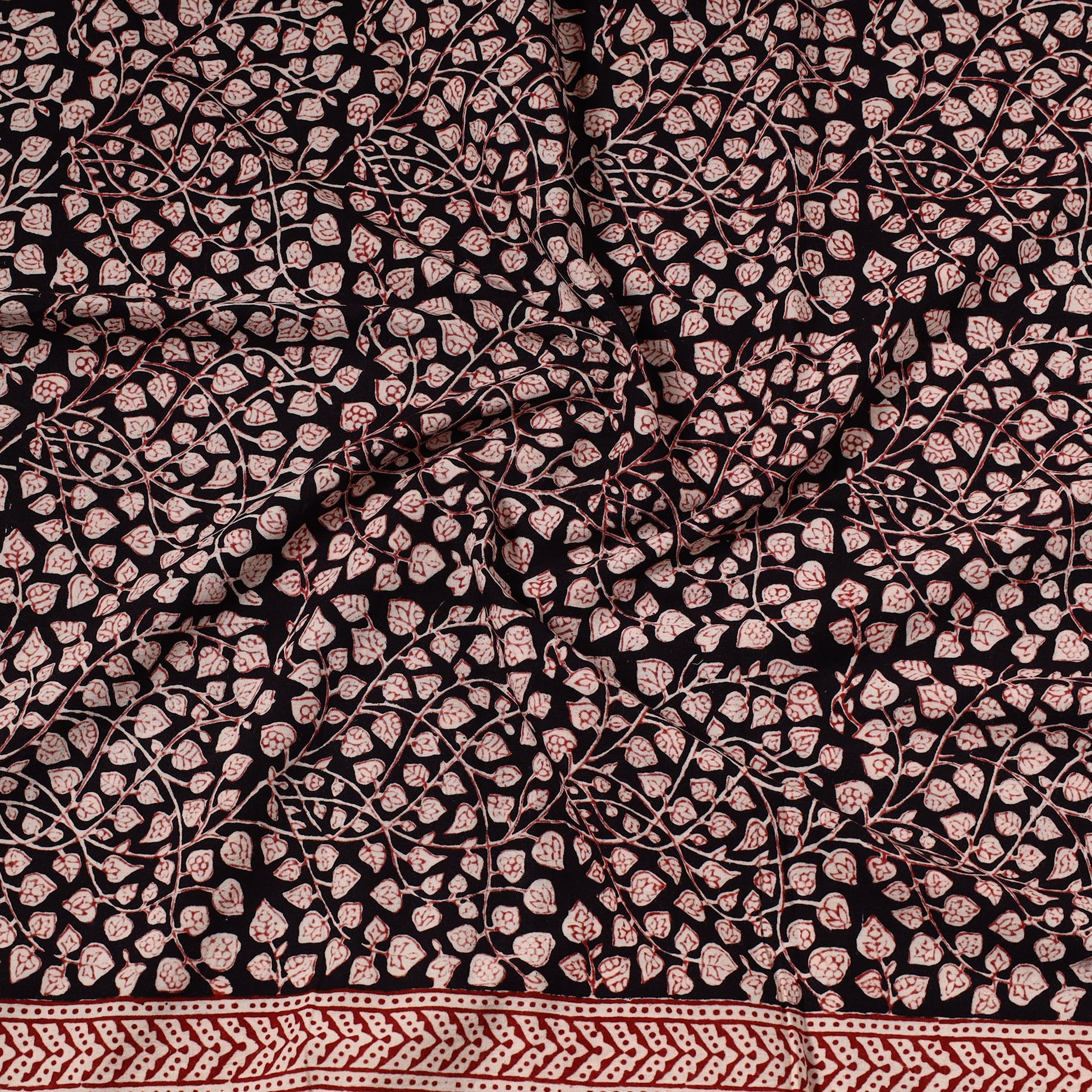 Black - Bagh Block Printed Cotton Precut Fabric (1 Meter) 55