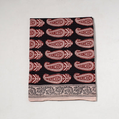 Black - Bagh Block Printed Cotton Precut Fabric (0.7 Meter) 56