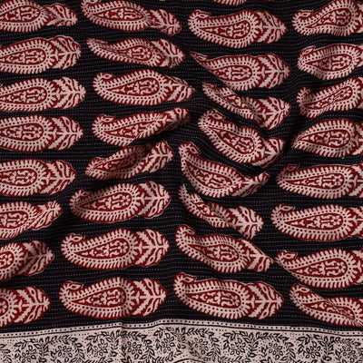 Black - Bagh Block Printed Cotton Precut Fabric (0.7 Meter) 56