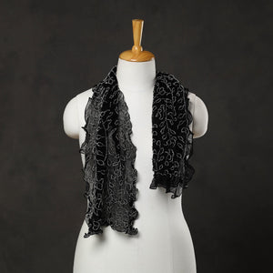 Black - Kutch Tie & Dye Georgette Bandhani Stole 08