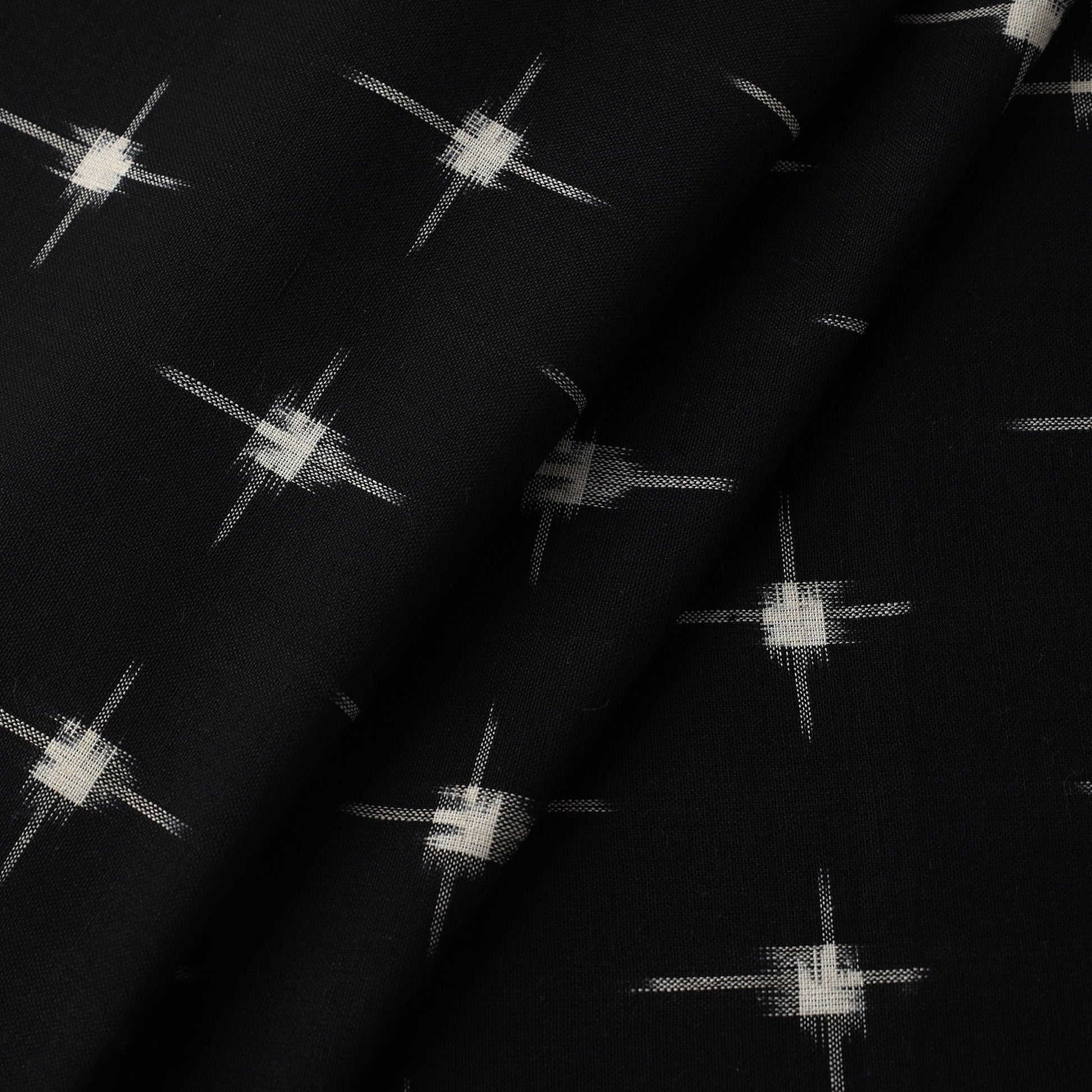 Black - Handloom Cotton Pochampally Double Ikat Fabric 13