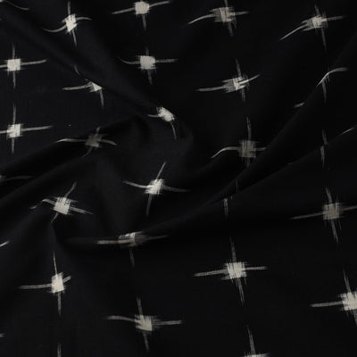 Black - Handloom Cotton Pochampally Double Ikat Fabric 13