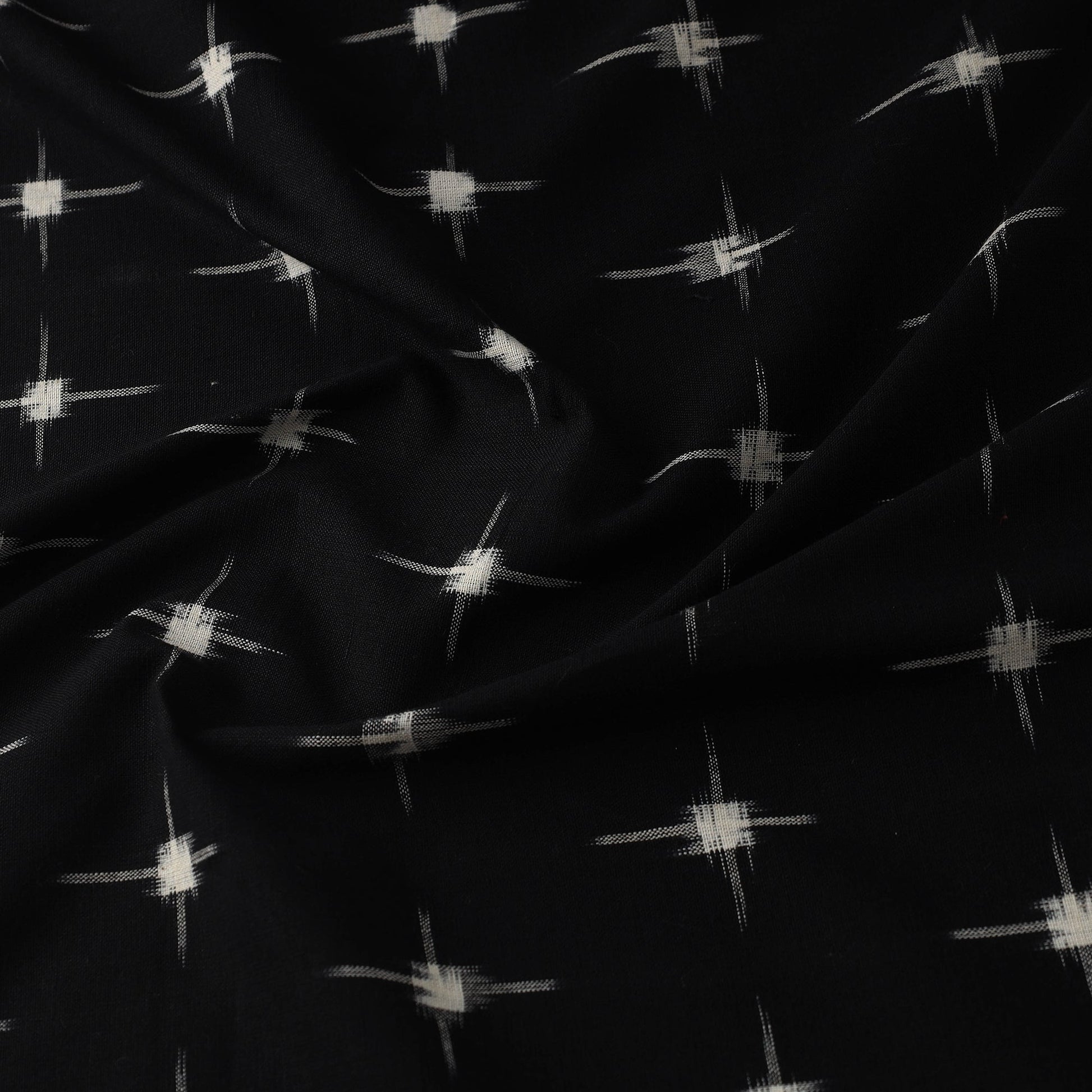 Black - Handloom Cotton Pochampally Double Ikat Fabric 13