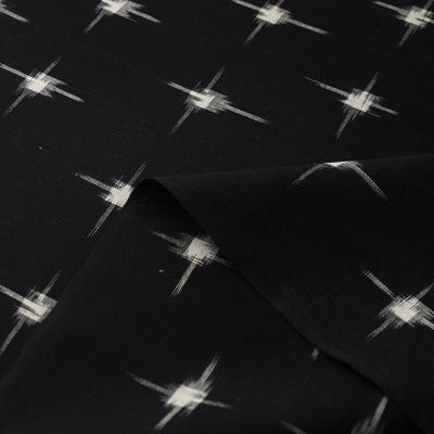 Black - Handloom Cotton Pochampally Double Ikat Fabric 13