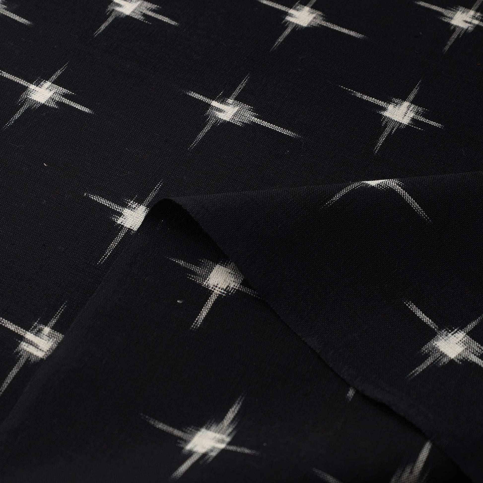 Black - Handloom Cotton Pochampally Double Ikat Fabric 13