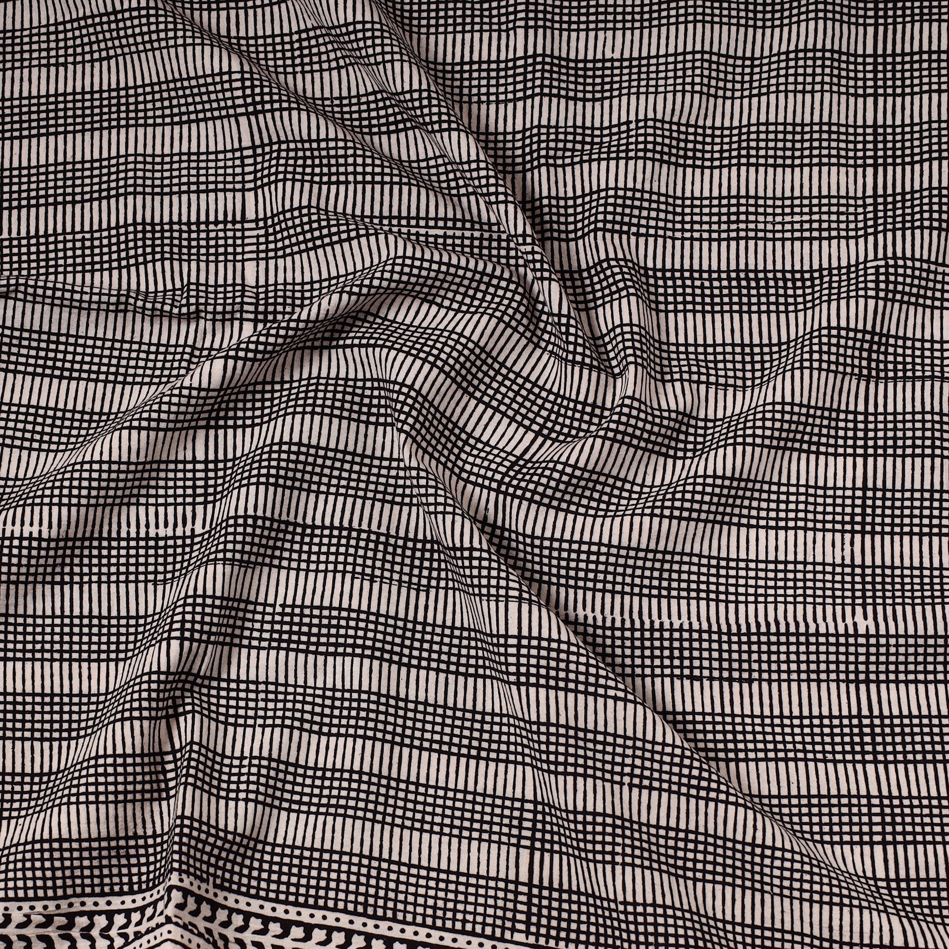 Black - Bagh Block Printed Cotton Precut Fabric (1 Meter) 64