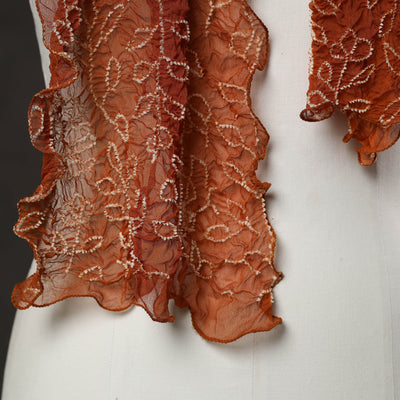 Brown - Kutch Tie & Dye Georgette Bandhani Stole 13