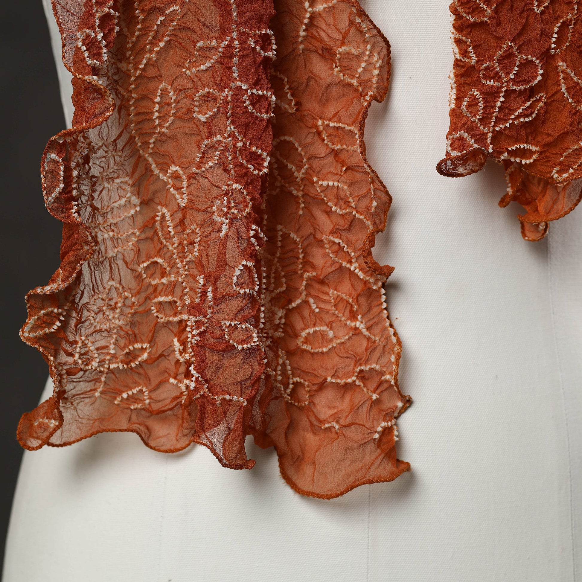 Brown - Kutch Tie & Dye Georgette Bandhani Stole 13