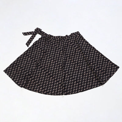 Black - Block Print Cotton Wrap Around Ajrakh Skirt 21