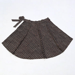 Black - Block Print Cotton Wrap Around Ajrakh Skirt 24