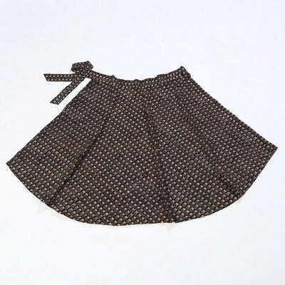 Black - Block Print Cotton Wrap Around Ajrakh Skirt 24