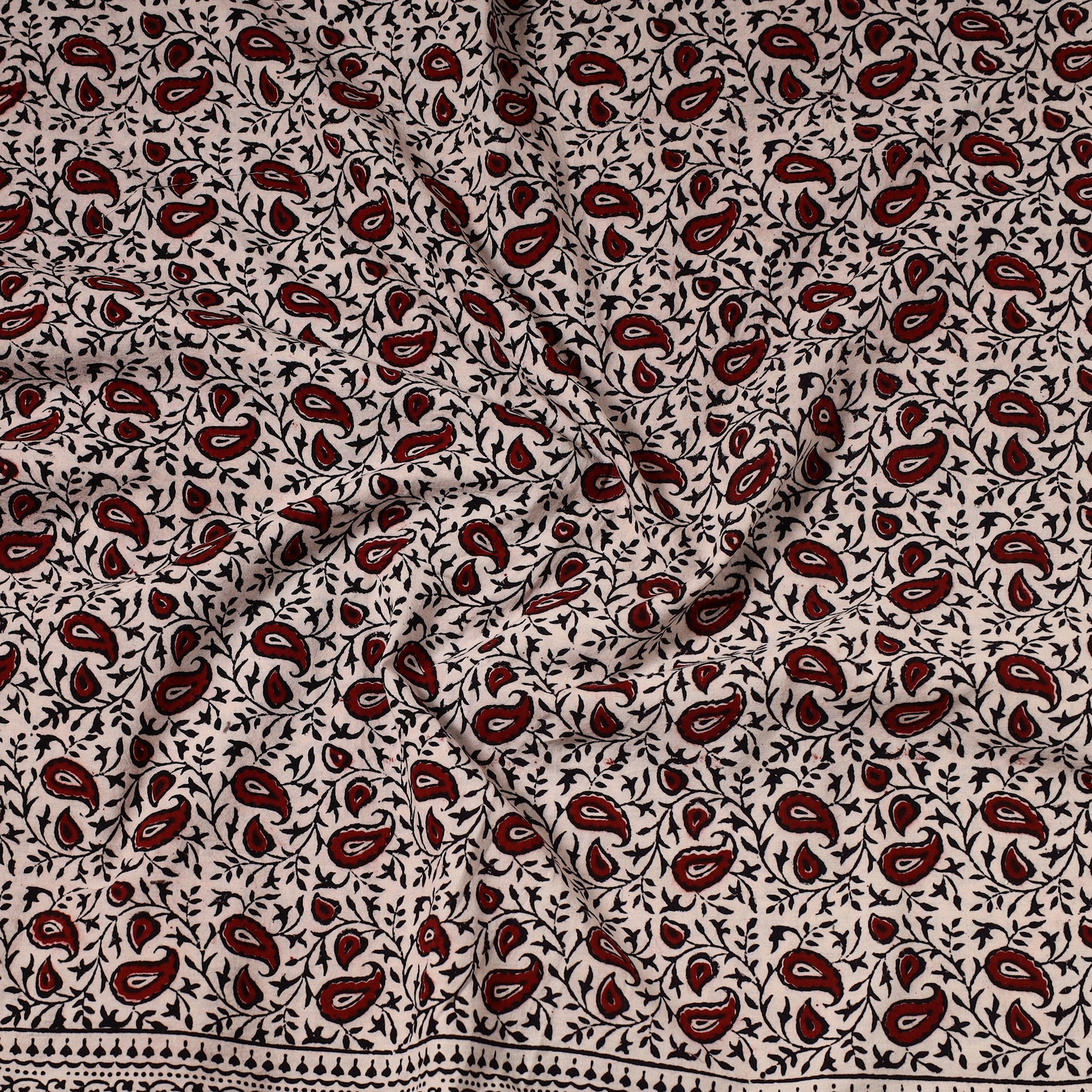 Beige - Bagh Block Printed Cotton Precut Fabric (1 Meter) 67