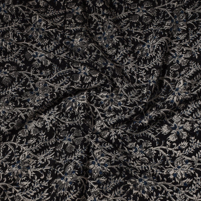 Black - Kalamkari Block Printed Cotton Precut Fabric 68